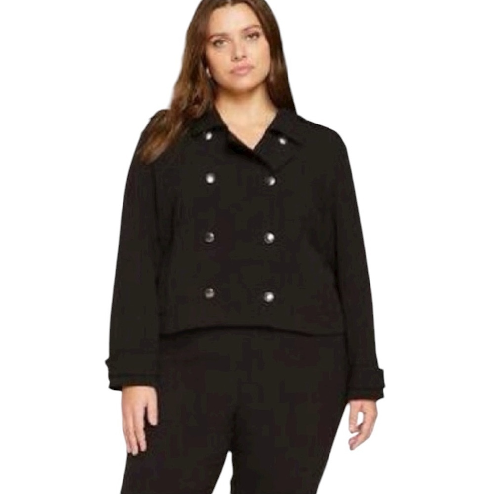 NWT Universal Standard Plus Size Nadia Military Jacket Black Size M 18/20